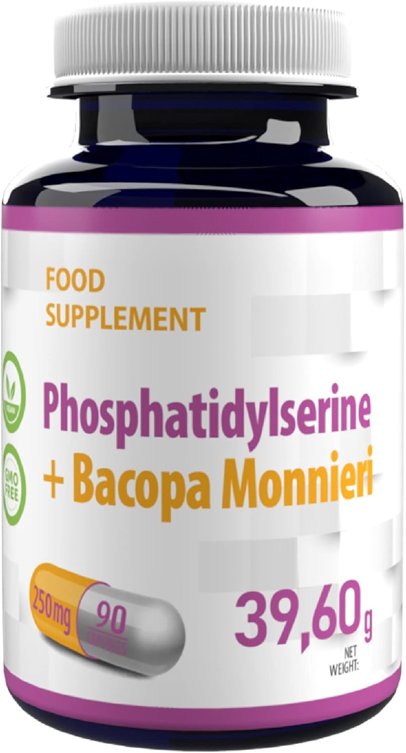 Hepatica Phosphatidylserine + Bacopa Monnieri 250mg | 90 Vegan Capsules | High Strength Memory, Focus & Brain Support | 3rd Party Lab Tested | Non-GMO & Gluten-Free
