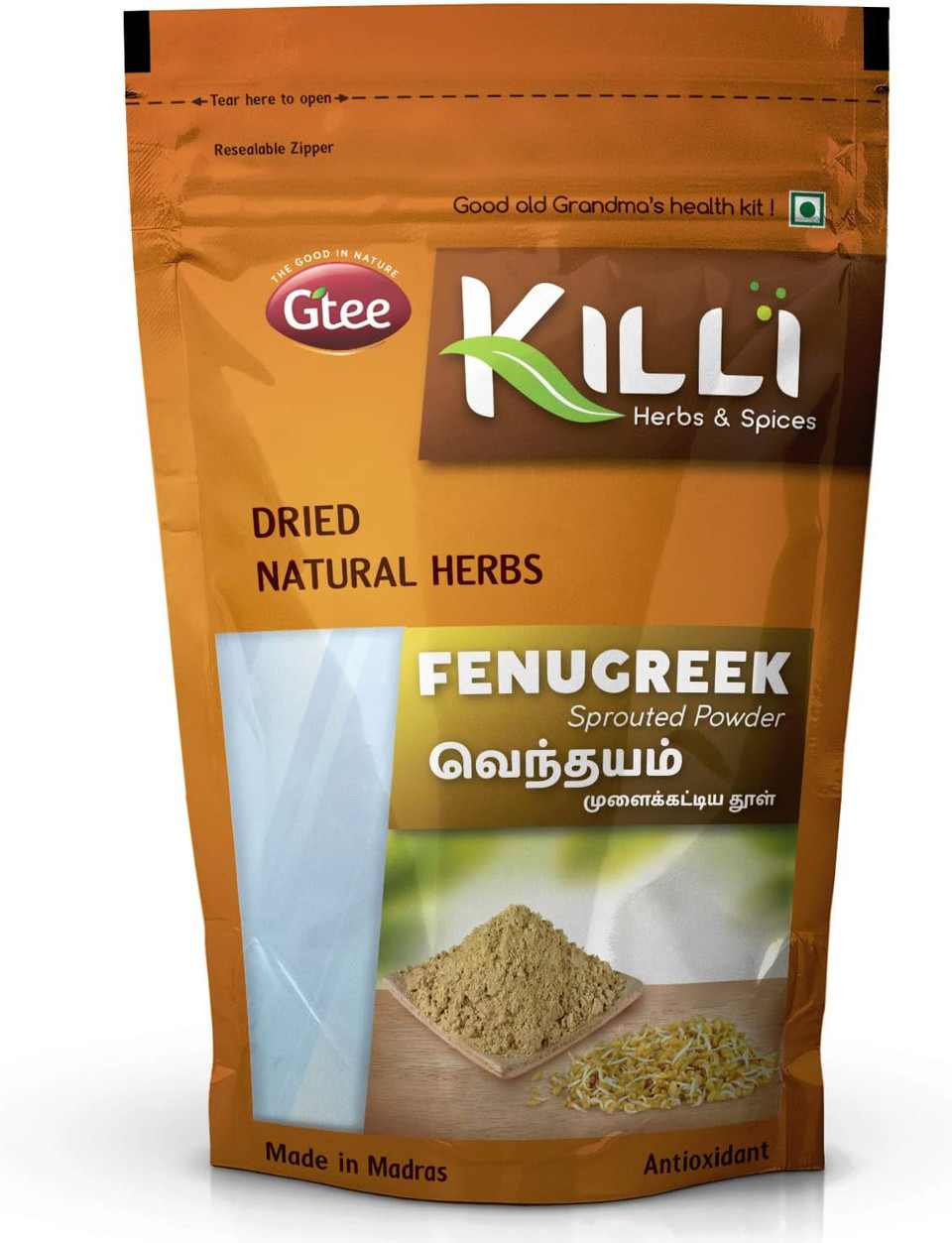KILLI Sprouted Fenugreek | Vendhayam | Methi | Uluva | Menthya Powder, 100g