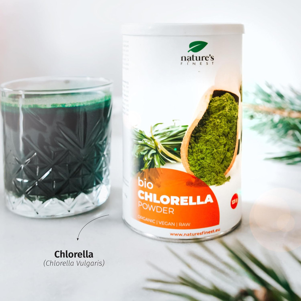 Natures Finest by Nutrisslim Bio Chlorella Powder  100% Organic, Raw & Vegan Superfood  Natural Source of Chlorophyll, Iron & Protein for Immune Support & Detox (125g, 30-Day Supply)