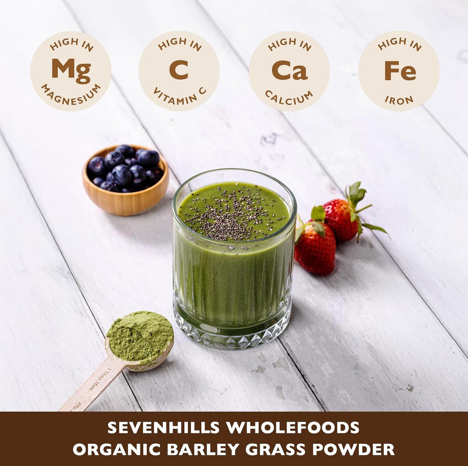 Sevenhills Wholefoods Organic European Barley Grass Powder 1kg, European (EU) | Cultivated in Europe | High in Vitamin C and Iron
