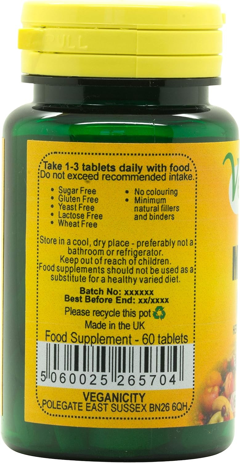 Veganicity Mushroom Complex : Immune System Support : 60 Tablets, in a Planet-Friendly 99% Recycled Pot