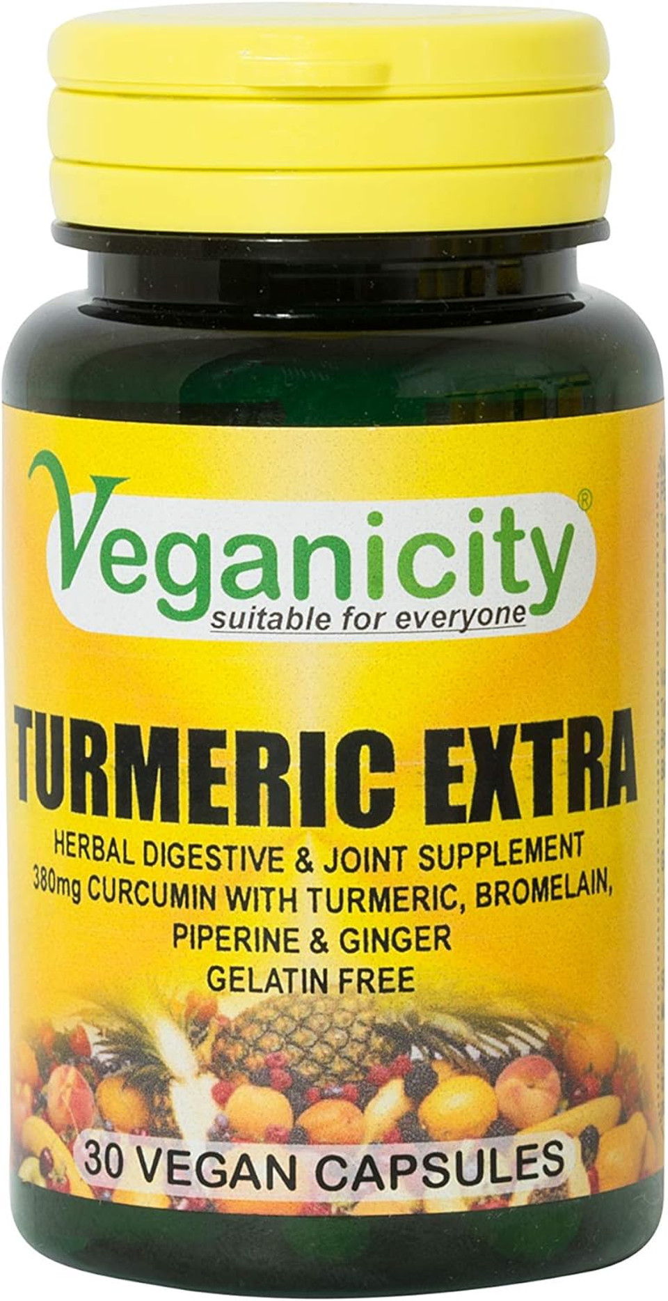 Veganicity Turmeric Extra : Joint and Digestive Plant Supplement : 30 Capsules, in a Planet-Friendly 99% Recycled Pot