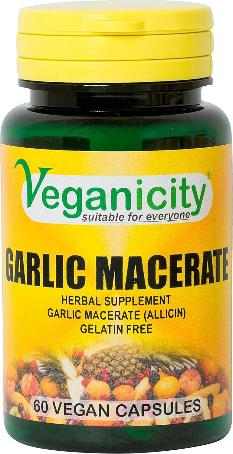 Veganicity Garlic Macerate 530mg (1670?g Allicin): Digestive and Immune Herbal Supplement : 60 Vcaps, in a Planet-Friendly 99% Recycled Pot