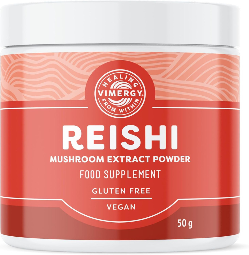 Vimergy Reishi Mushroom Powder, 33 Servings  Reishi Mushroom Extract  Vegan Mushroom Supplement  Formulated Without Anti-Caking Agents, fillers, Flavors, or Sugar  Non-GMO & Gluten-Free (50g)