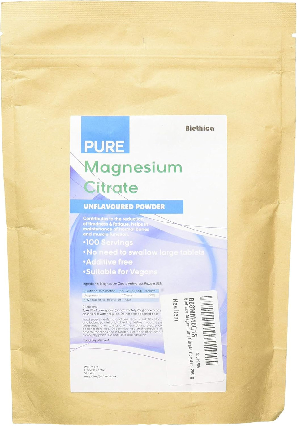 BIETHICA MAGNESIUM CITRATE POWDER 250G