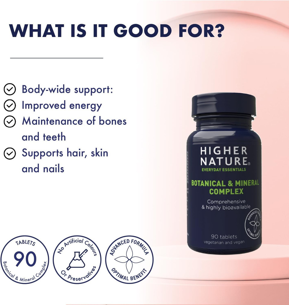 Higher Nature - Botanical & Mineral Complex - Bio Minerals - Plant Based Complex - Multimineral Supplement - Vegetarian & Vegan - 90 Tablets