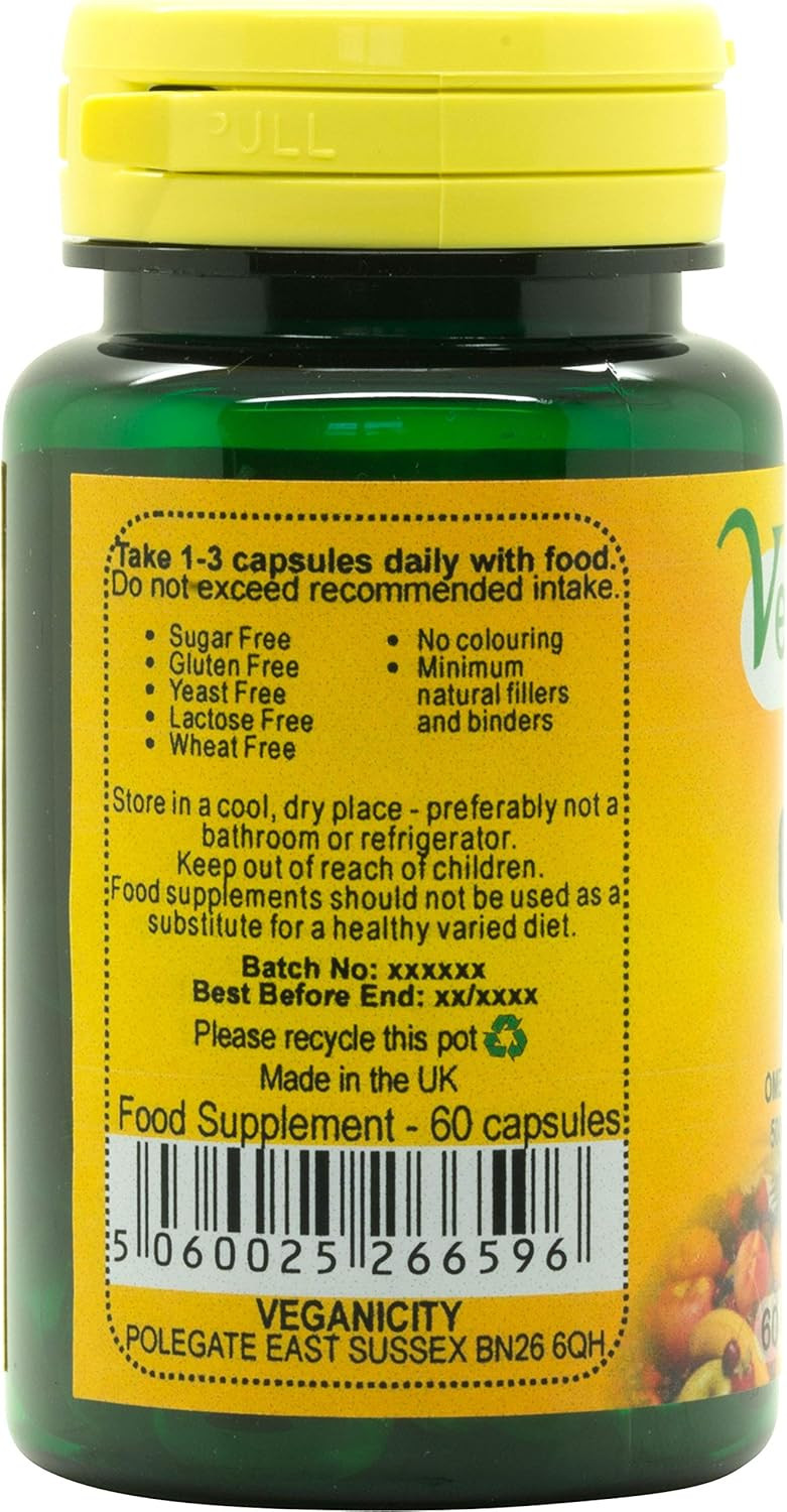 Veganicity Omega-3 DHA:EPA 500mg : Algal Oil Omega-3 Fatty Acid : 60 Vcaps, in a Planet-Friendly 99% Recycled Pot