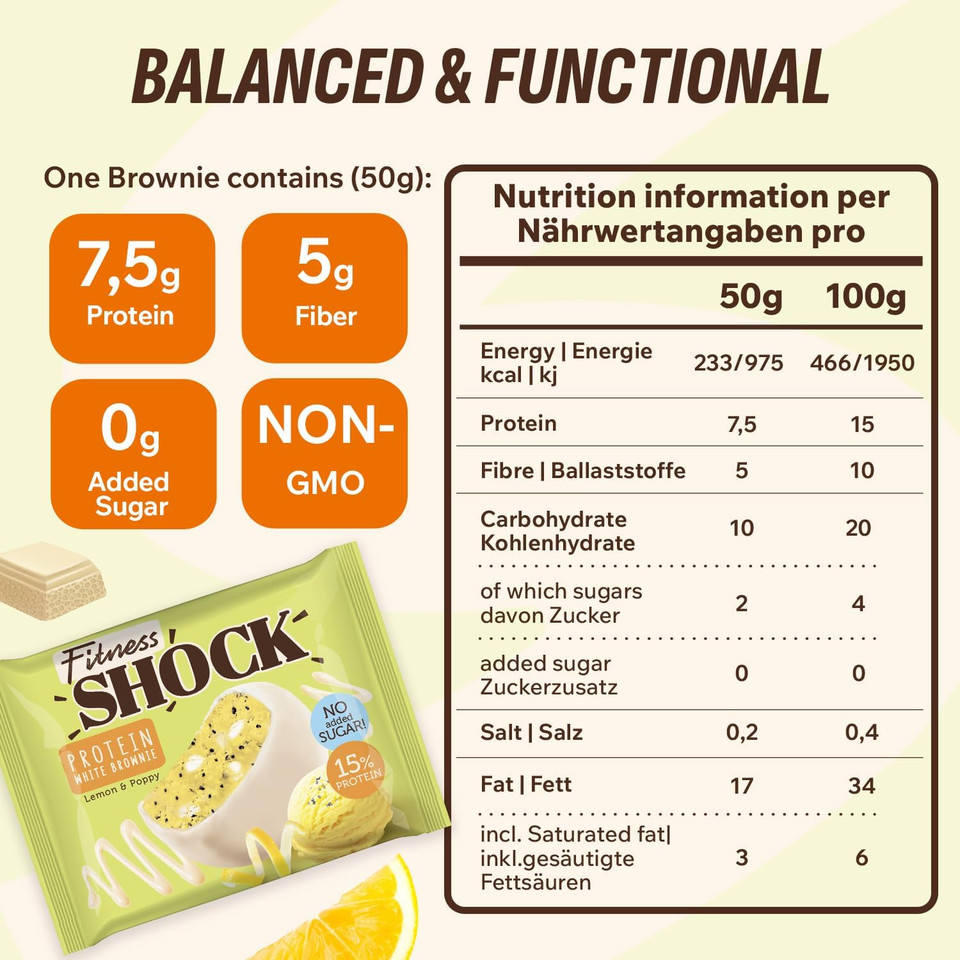 FitnesSHOCK Protein Snack No Added Sugar, 20%/8g Protein, 168 kcal, Pre/Post Workout Treat - No Palm Oil, Filling dietary fibre, Soft Texture, 9x40g - Variety pack: red velvet cake, rum baba, tiramisu FitnesSHOCK Protein Snack No Added Sugar, 20%/8g Protein, 168 kcal, Pre/Post Workout Treat - No Palm Oil, Filling dietary fibre, Soft Texture, 9x40g - Variety pack: red velvet cake, rum baba, tiramisu