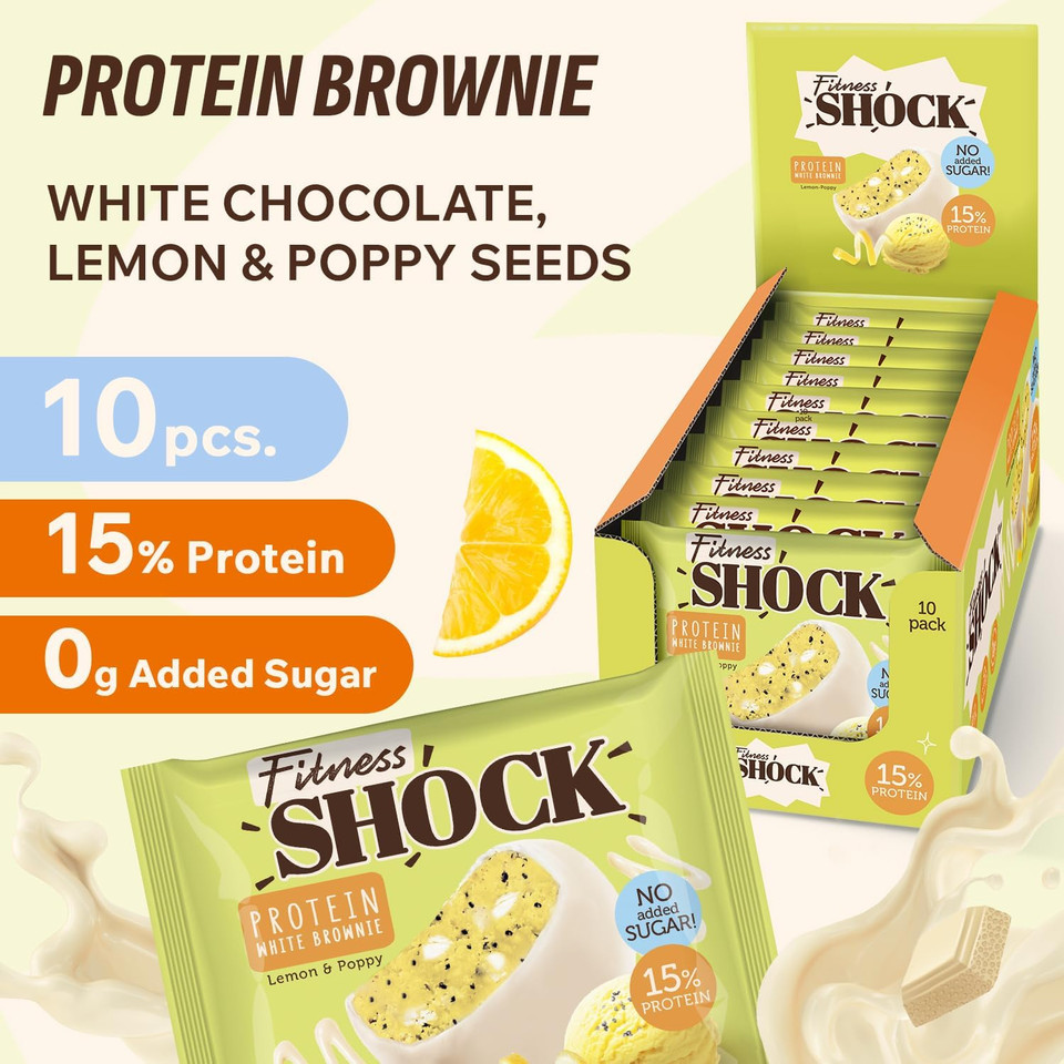 FitnesSHOCK Protein Snack No Added Sugar, 20%/8g Protein, 168 kcal, Pre/Post Workout Treat - No Palm Oil, Filling dietary fibre, Soft Texture, 9x40g - Variety pack: red velvet cake, rum baba, tiramisu FitnesSHOCK Protein Snack No Added Sugar, 20%/8g Protein, 168 kcal, Pre/Post Workout Treat - No Palm Oil, Filling dietary fibre, Soft Texture, 9x40g - Variety pack: red velvet cake, rum baba, tiramisu