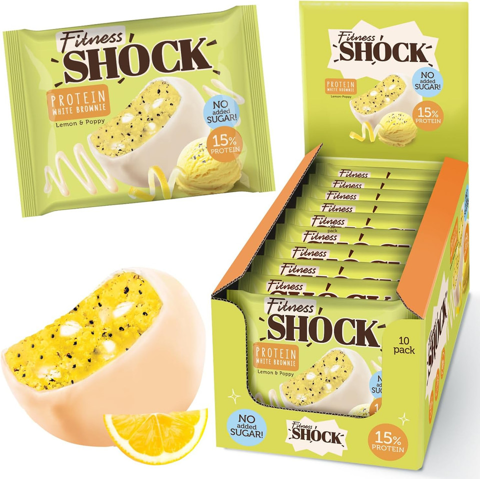FitnesSHOCK Protein Snack No Added Sugar, 20%/8g Protein, 168 kcal, Pre/Post Workout Treat - No Palm Oil, Filling dietary fibre, Soft Texture, 9x40g - Variety pack: red velvet cake, rum baba, tiramisu FitnesSHOCK Protein Snack No Added Sugar, 20%/8g Protein, 168 kcal, Pre/Post Workout Treat - No Palm Oil, Filling dietary fibre, Soft Texture, 9x40g - Variety pack: red velvet cake, rum baba, tiramisu