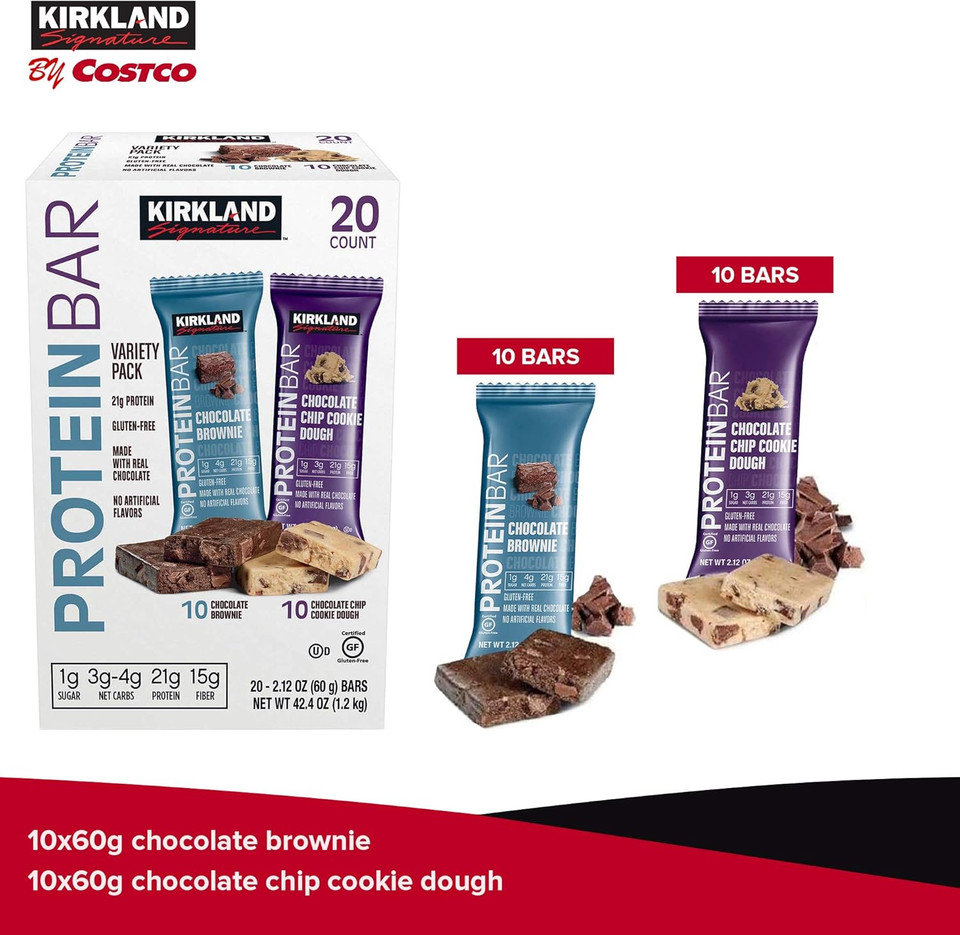 Kirkland Signature Protein bar energy variety pack, 20 Count