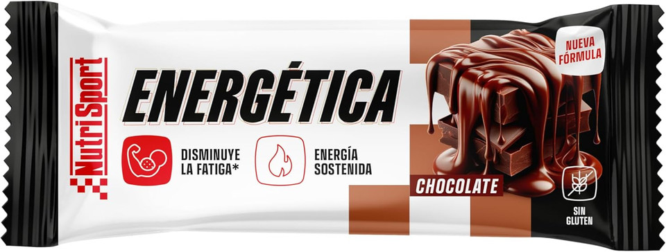 Nutrisport - Energy Bars 49g - Chocolate Flavor - High in Proteins and Carbohydrates - No Palm Oil - Gluten Free - Box of 24 units