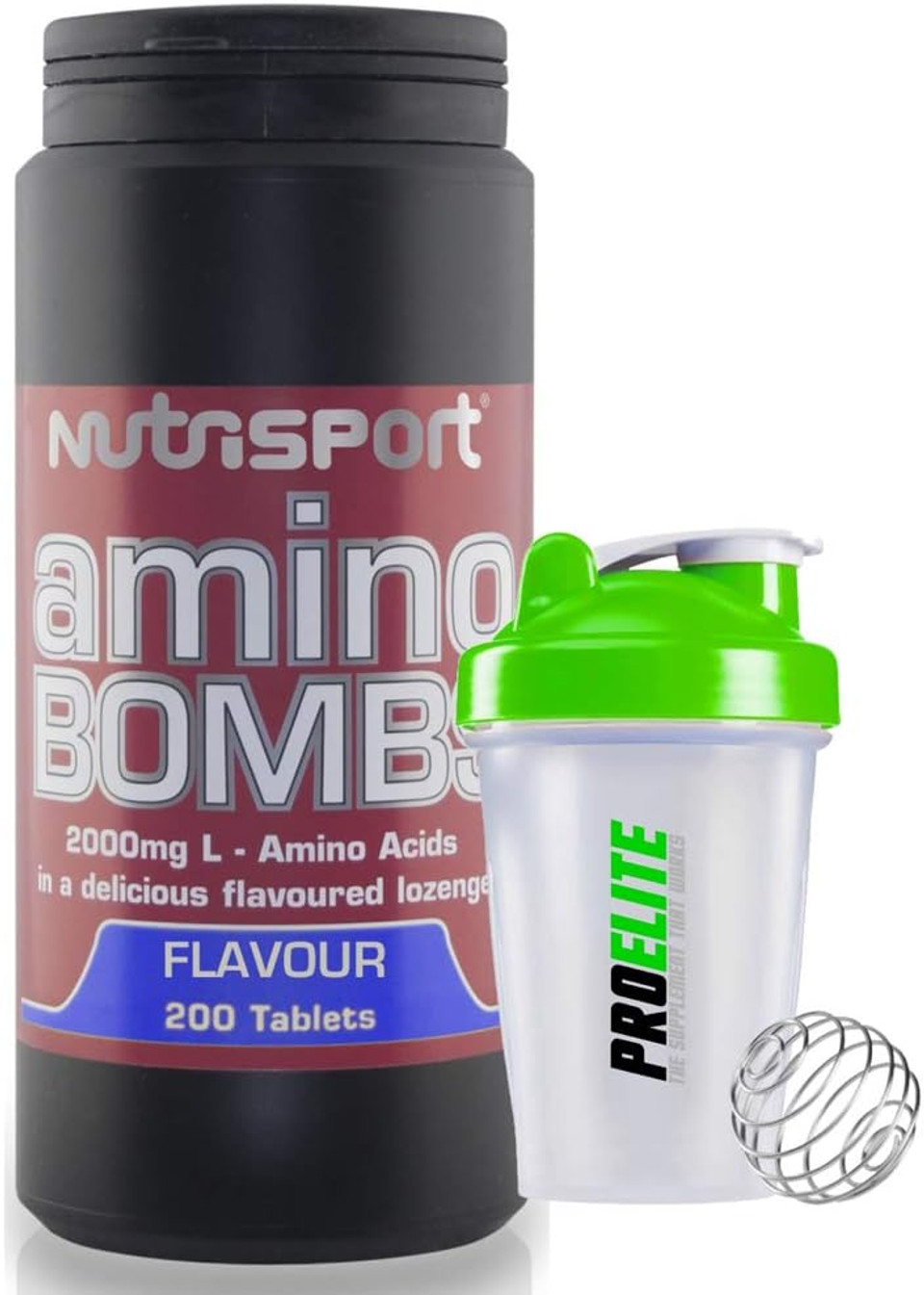 Nutrisport Flavoured Chewable Amino Bombs 200 Tablets + Shaker