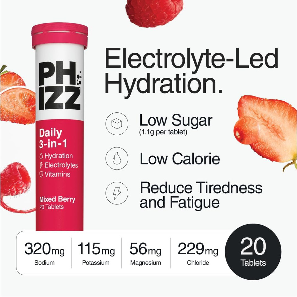Phizz Electrolytes, Multivitamin & Hydration Tablets - 240 Effervescent Rehydration Electrolyte Tablets - 18 Vitamins & Minerals, Vitamin C, Vegan, Vegetarian & Low Calorie Phizz Electrolytes, Multivitamin & Hydration Tablets - 240 Effervescent Rehydration Electrolyte Tablets - 18 Vitamins & Minerals, Vitamin C, Vegan, Vegetarian & Low Calorie