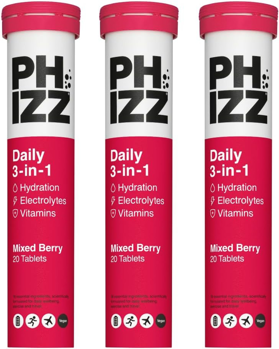 Phizz Daily Energy Electrolyte Hydration Tablets - 17 Vitamins and Minerals - Effervescent Energy - 75mg Caffeine (Daily (Cherry), 60) Phizz Daily Energy Electrolyte Hydration Tablets - 17 Vitamins and Minerals - Effervescent Energy - 75mg Caffeine (Daily (Cherry), 60)