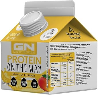 GN Laboratories Protein on The Way (6 x 300 ml Mango) - Practical Lactose Celebration Egg Clear Protein Drink - Ideal for Muscle Building