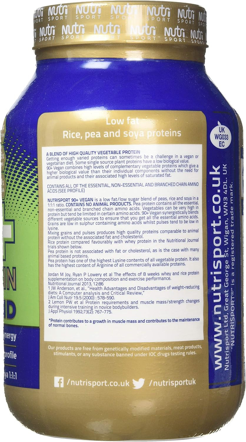 Nutrisport Aspartame Free 90 Plus Vegan Strawberry Protein Powder, 908 g