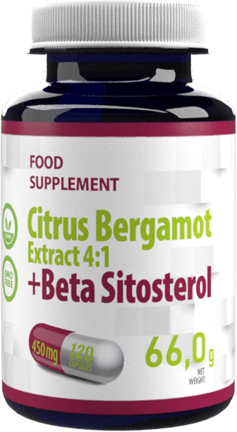 Hepatica Citrus Bergamot + Beta Sitosterol Complex 450mg | 120 Vegan Capsules | High Strength Heart, Cholesterol & Prostate Support | 3rd Party Lab Tested | Non-GMO & Gluten-Free