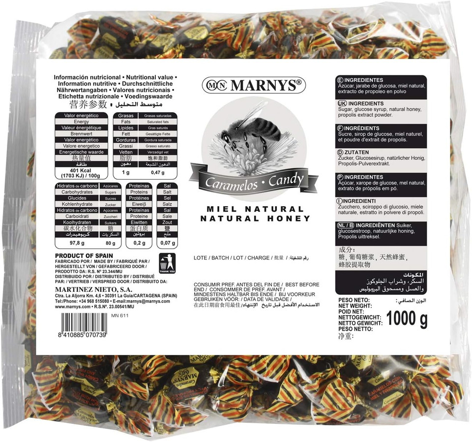Marny's Caramelos de Propóleo Con Miel Bolsa - 1 Kg 1 KG