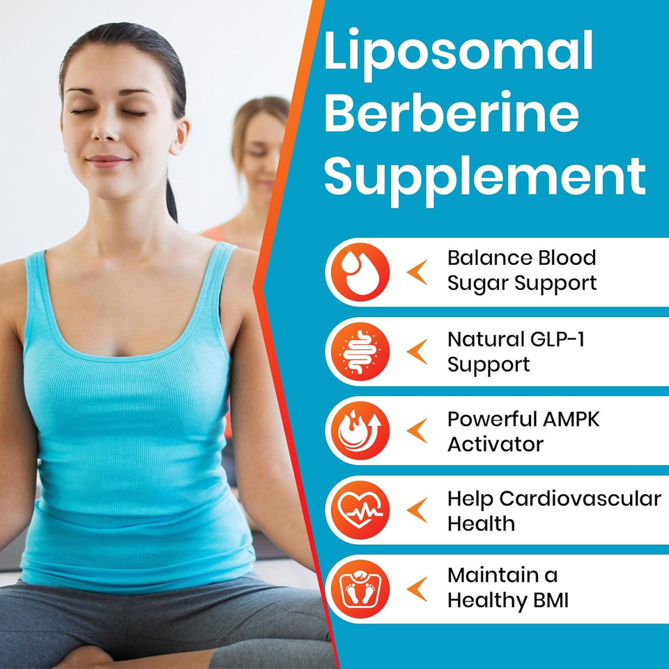 Liposomal Blood Sugar Supplement 1500mg(2 Packages) - High Strength Antioxidant AMPK Activator High Absorption Supports GLP-1 Cardiovascular Heart No Gluten No Soy