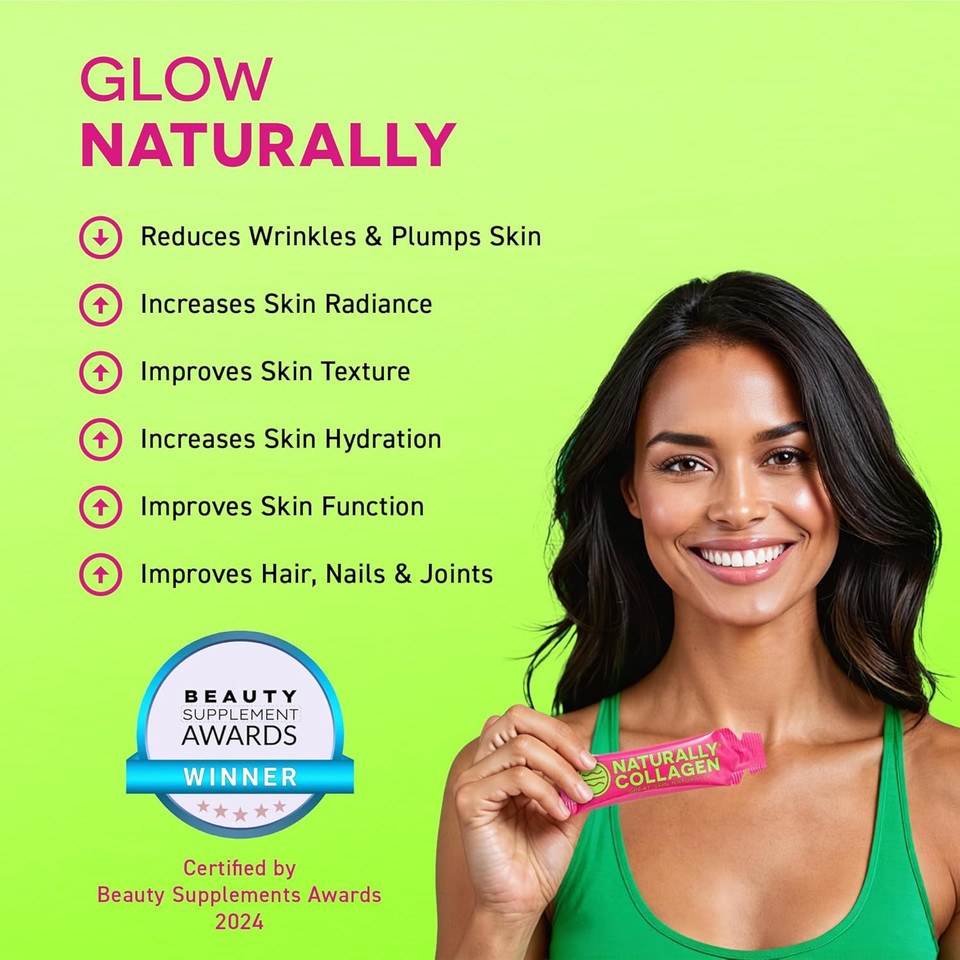 Naturally Collagen - 8000mg of Premium Liquid Marine Collagen Supplement for Women & 180mg Vitamin C for Healthier Skin, Hair & Nails - Clean & Natural - 15ml Sachets - 14 Day Course - UK Made