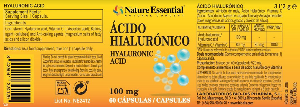 Nature Essential Hyaluronic Acid 100mg - 60 Capsules