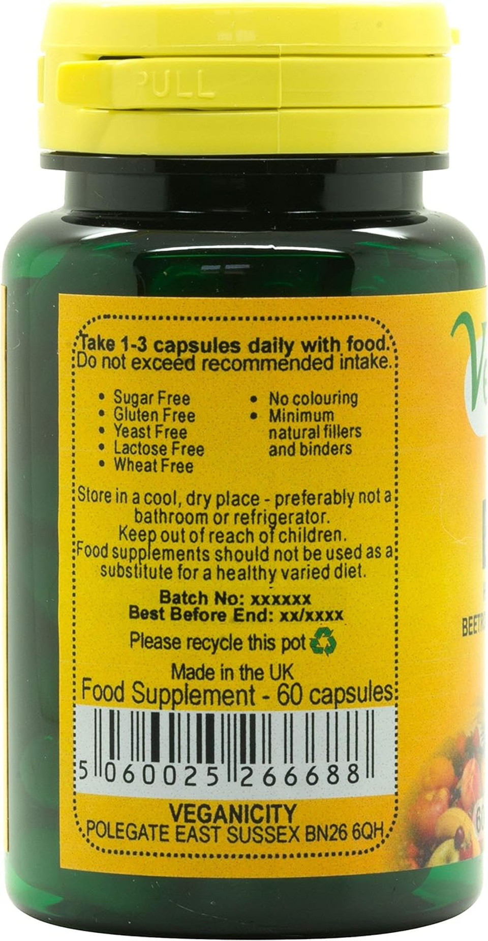 Veganicity Veganicity Beetroot: Heart Health & Energy Plant Supplement: 60 Capsules