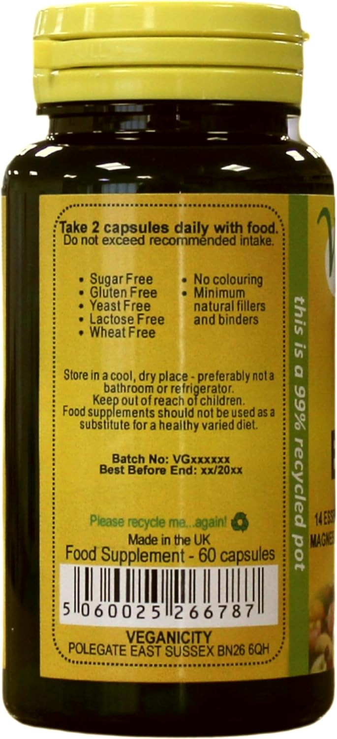 Veganicity Bone Essentials : Bone Support Supplement : 60 Capsules, in a Planet-Friendly 99% Recycled Pot