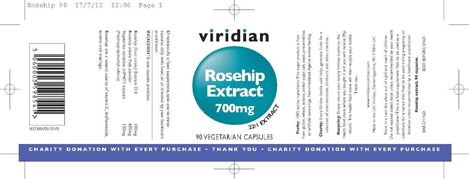 Viridian -Rosehip Extract 700mg - 90 Vegetarian Capsules