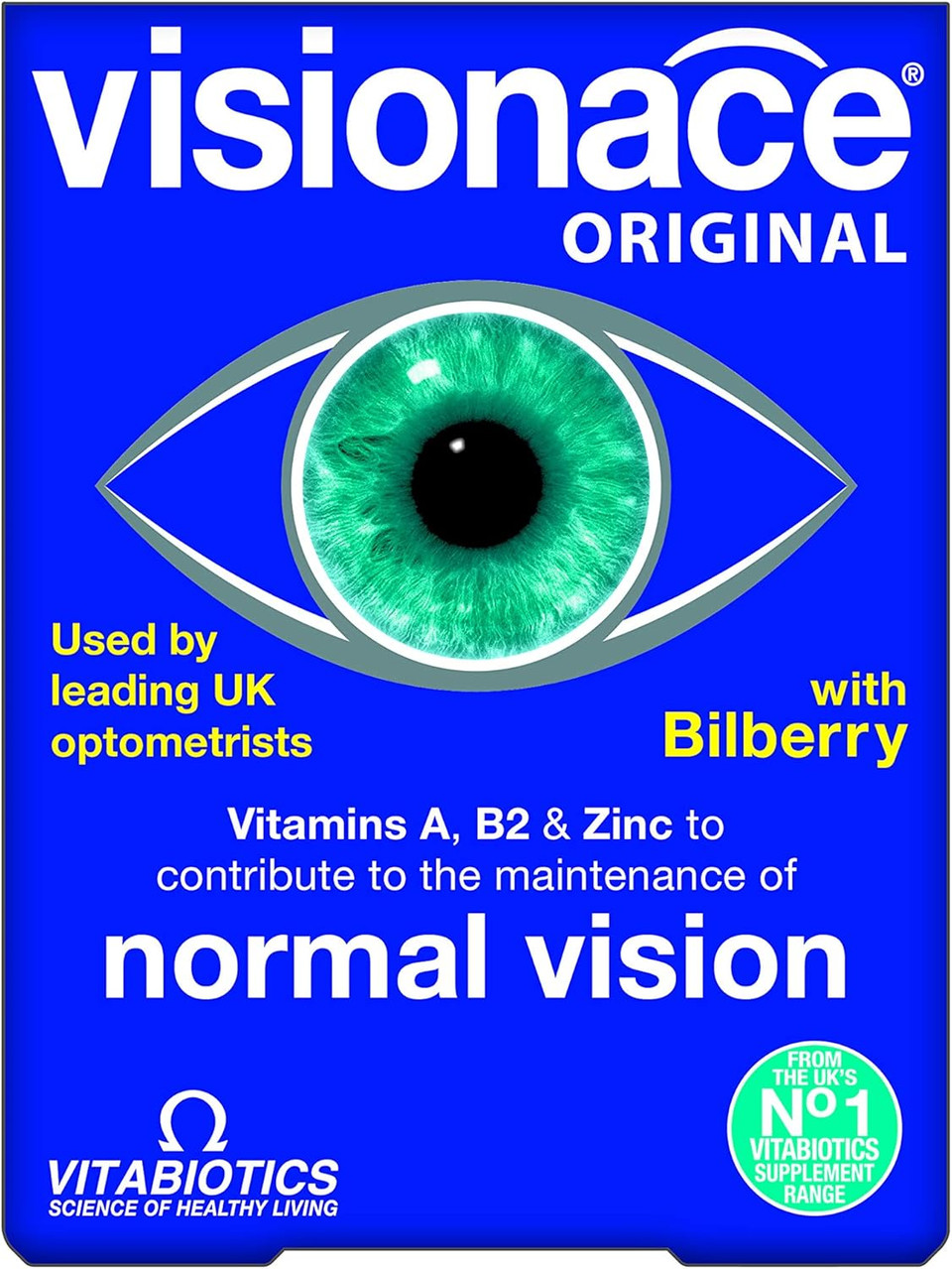 Visionace Original One-A-Day Formula Tablets to Support Vision Acuity and a Healthy Vision, by Vitabiotics
