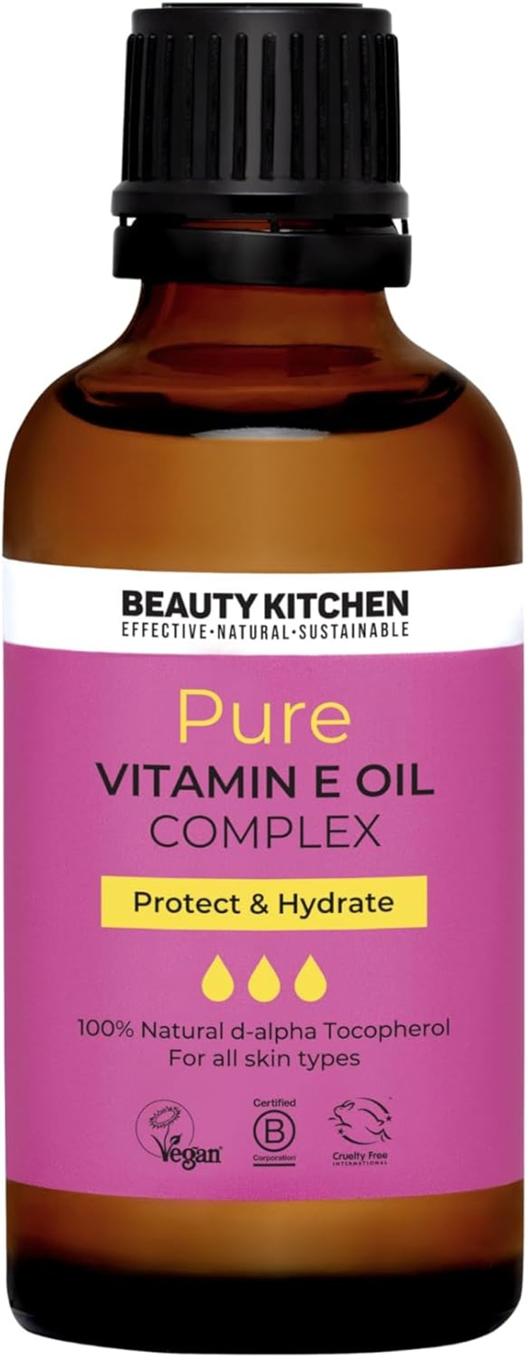 Beauty Kitchen - 100% Pure Vitamin E Oil Complex - D-alpha Tocopherol from Non-GMO Soybean - Antioxidant-Rich Natural Blend with Rosehip, Calendula and Jojoba Oil - 50ml Beauty Kitchen - 100% Pure Vitamin E Oil Complex - D-alpha Tocopherol from Non-GMO Soybean - Antioxidant-Rich Natural Blend with Rosehip, Calendula and Jojoba Oil - 50ml