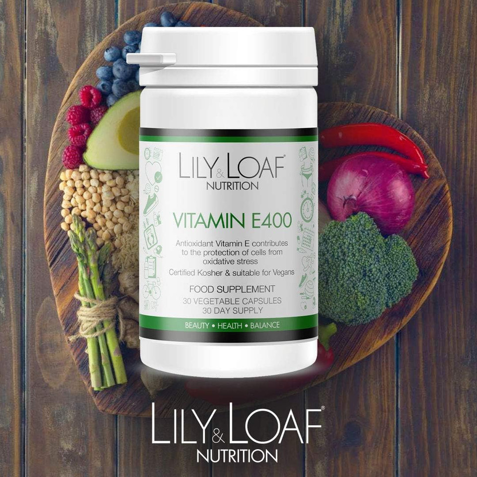 Lily & Loaf Vitamin E400IU D-Alpha Tocopherol | Contributes to Protection of Cells from Oxidative Stress | Premium Quality | Suitable for Vegetarians & Vegans | Kosher | Gluten Free