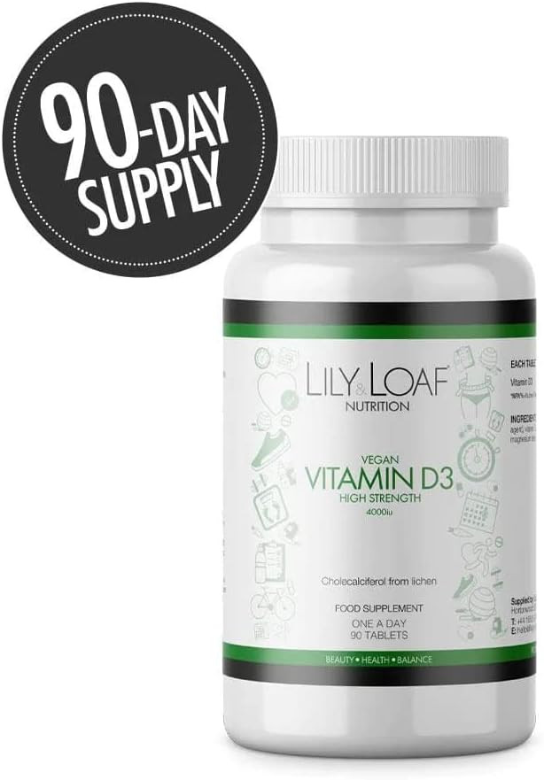 Lily & Loaf Vitamin D3 High Strength (Vegan), 4000iu (100mcgs), 90-Day Supply