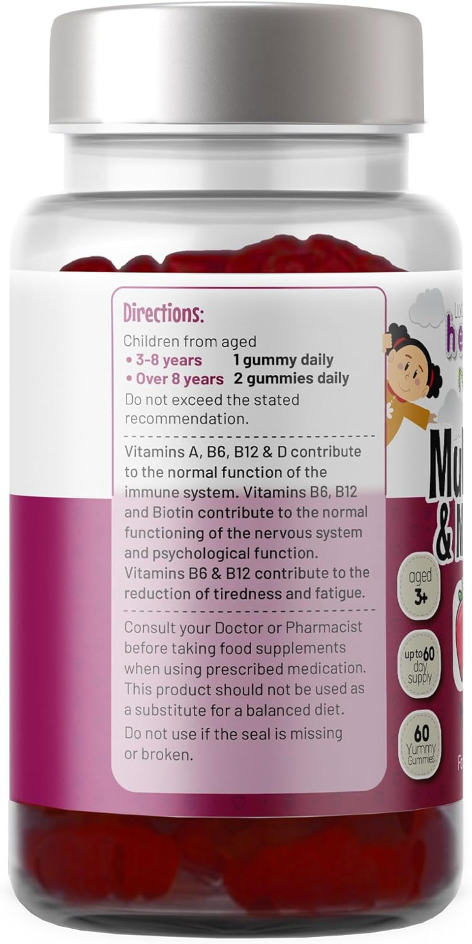 Lily & Loaf Multivitamin & Mineral Gummies  60 Vegan Gummies, 30-Day Supply  Natural Berry Flavor  Immune Support & Energy Boost Lily & Loaf Multivitamin & Mineral Gummies  60 Vegan Gummies, 30-Day Supply  Natural Berry Flavor  Immune Support & Energy Boost