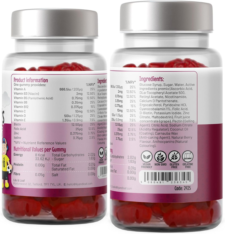 Lily & Loaf Multivitamin & Mineral Gummies  60 Vegan Gummies, 30-Day Supply  Natural Berry Flavor  Immune Support & Energy Boost Lily & Loaf Multivitamin & Mineral Gummies  60 Vegan Gummies, 30-Day Supply  Natural Berry Flavor  Immune Support & Energy Boost