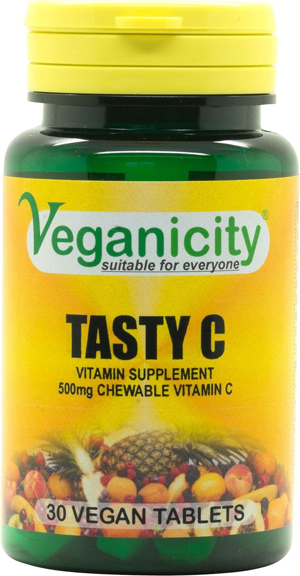 Veganicity Tasty C 500mg : Antioxidant Vitamin C Supplement - 30 Vegan Tablets, in a Planet-Friendly 99% Recycled Pot