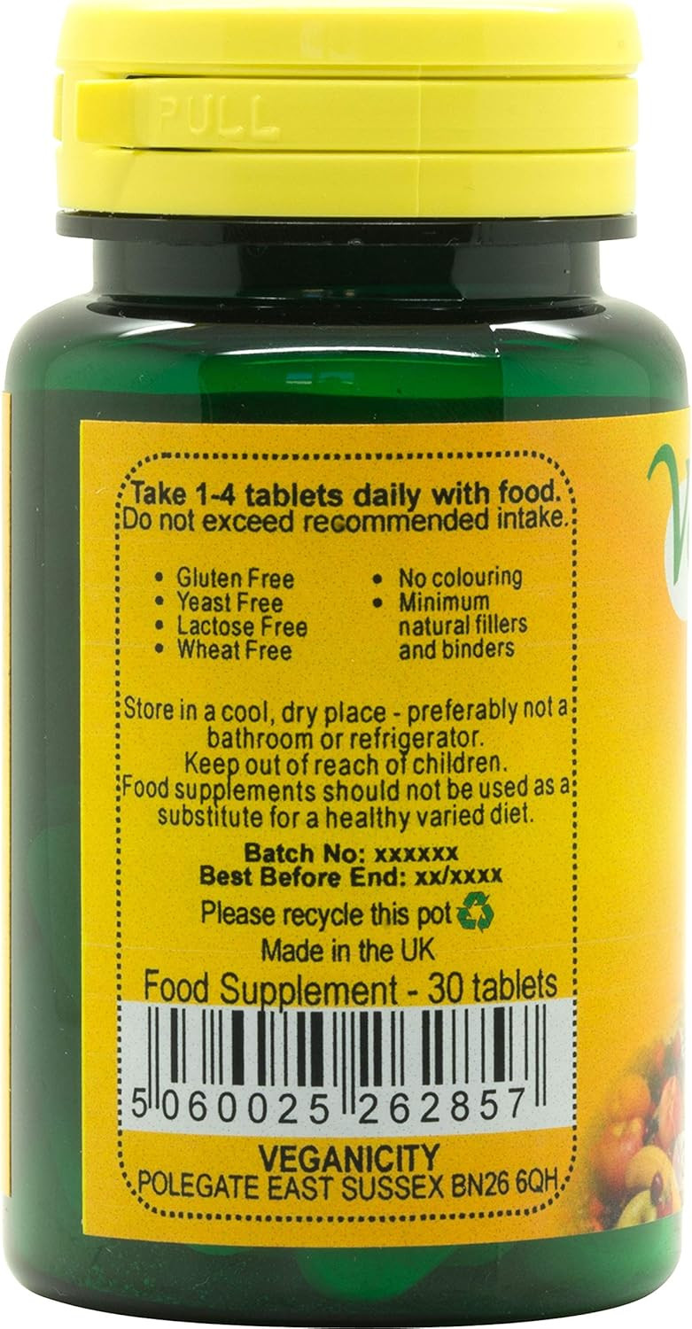 Veganicity Tasty C 500mg : Antioxidant Vitamin C Supplement - 30 Vegan Tablets, in a Planet-Friendly 99% Recycled Pot