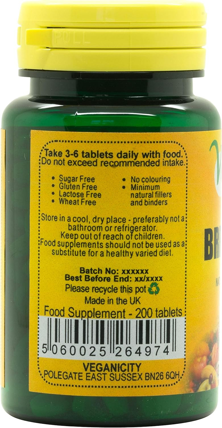 Veganicity Brewers Yeast 300mg : Vitamin B supplement : 200 tablets