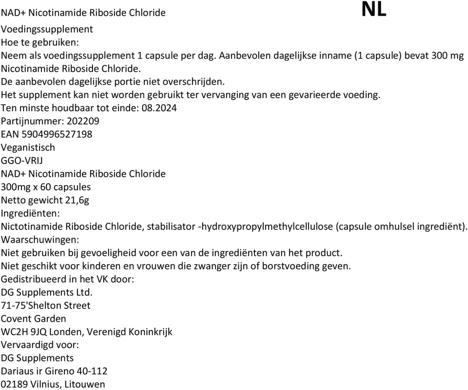 Hepatica NAD+ Nicotinamide Ribose Chloride 300mg | 60 Vegan Capsules | High Strength Cellular Energy & Anti-Aging Support | 3rd Party Lab Tested | Non-GMO & Gluten-Free