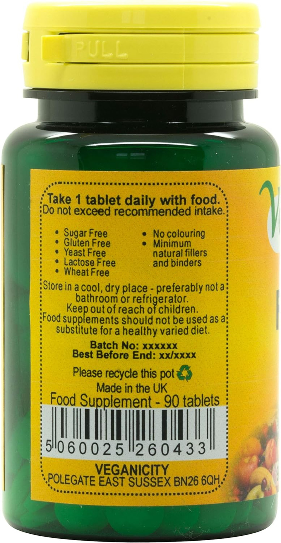 Veganicity Folic Acid 400µg : B Vitamin Supplement - 90 Tablets, in a Planet-Friendly 99% Recycled Pot