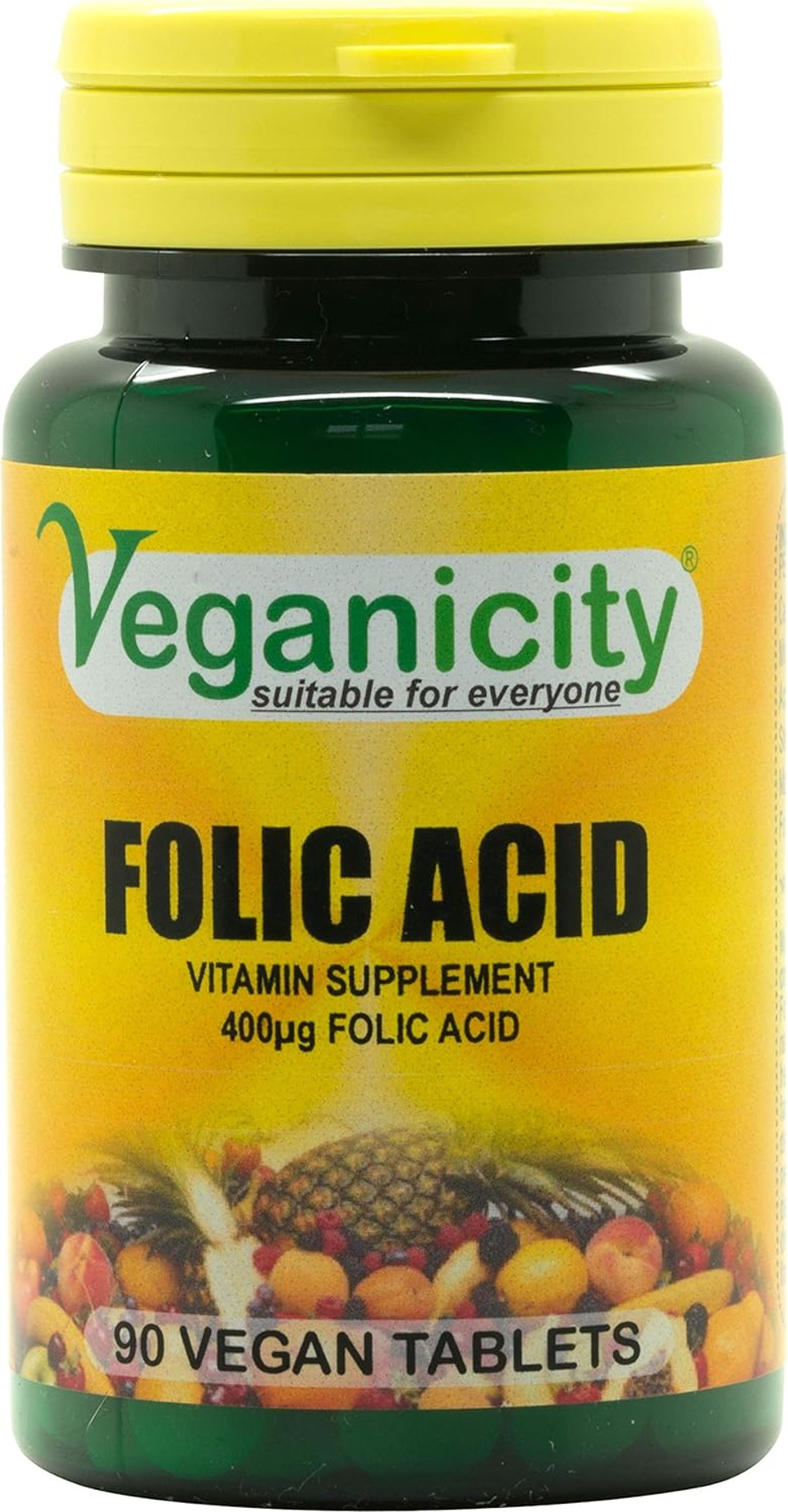 Veganicity Folic Acid 400µg : B Vitamin Supplement - 90 Tablets, in a Planet-Friendly 99% Recycled Pot