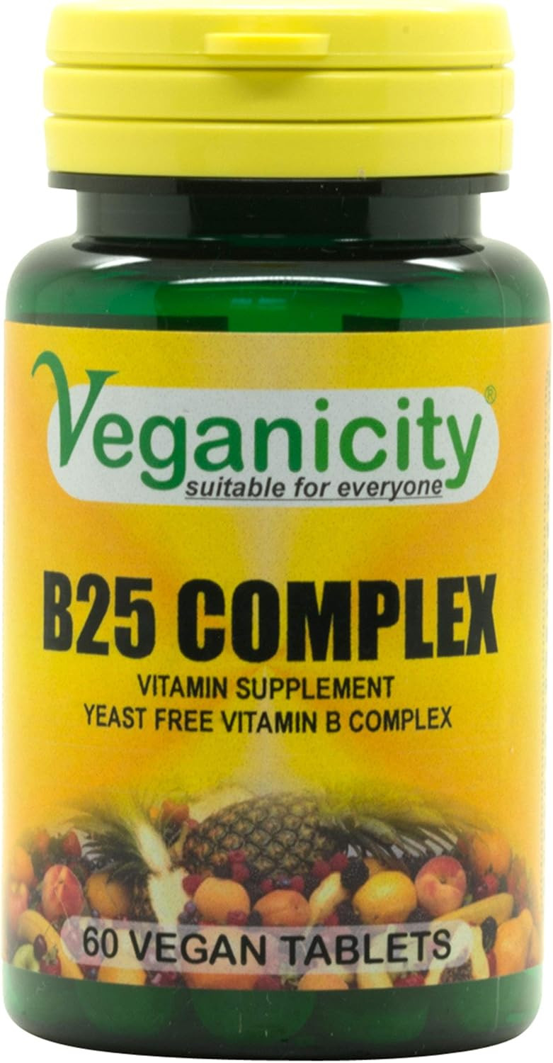 Veganicity B25 Complex : Vitamin B Supplement : 60 Tablets, in a Planet-Friendly 99% reccyled Pot