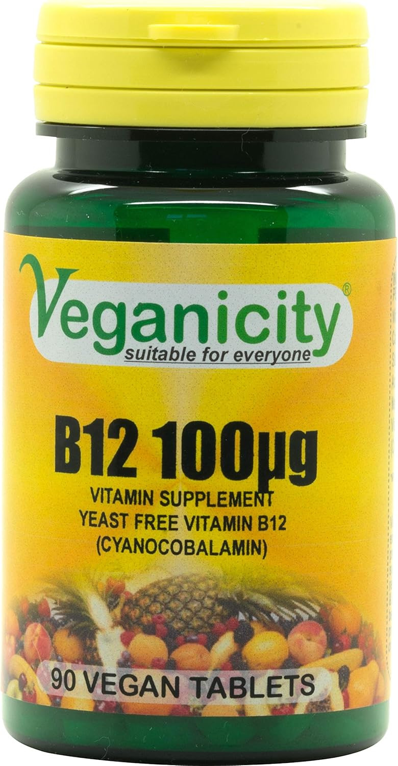 Veganicity Vitamin B12 100µg : Vitamin B12 Supplement : 90 Tablets, in a Planet-Friendly 99% Recycled Pot