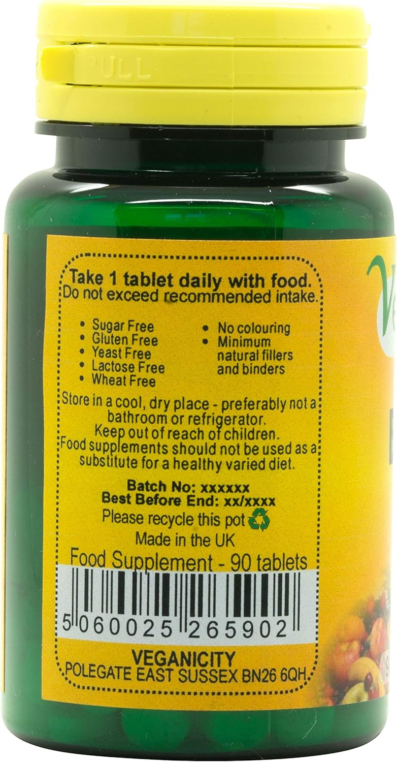 Veganicity Vitamin B12 100µg : Vitamin B12 Supplement : 90 Tablets, in a Planet-Friendly 99% Recycled Pot