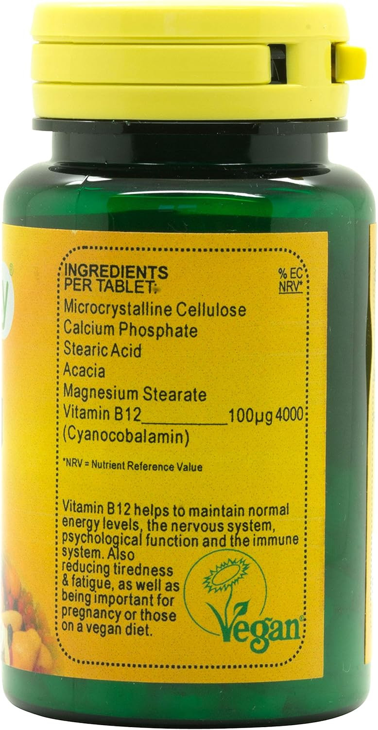 Veganicity Vitamin B12 100µg : Vitamin B12 Supplement : 90 Tablets, in a Planet-Friendly 99% Recycled Pot