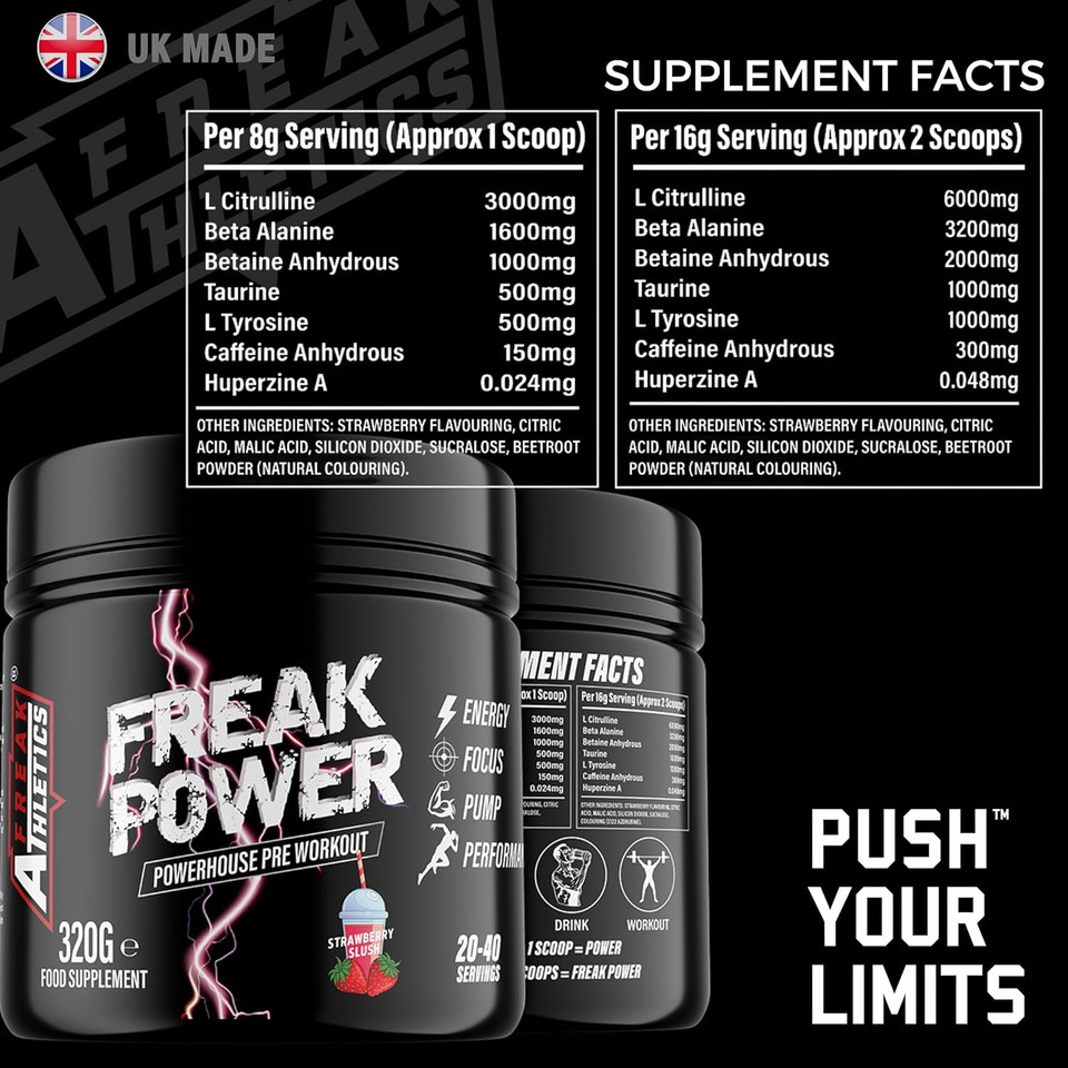 Freak Power Pre Workout 320g Pre Workout Powder (Strawberry Slush)