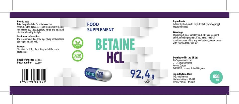Hepatica Betaine HCL 650mg | 120 Vegan Capsules | High Strength Digestive Support & Stomach Acid Supplement | Aids Protein Digestion & Nutrient Absorption | 3rd Party Lab Tested
