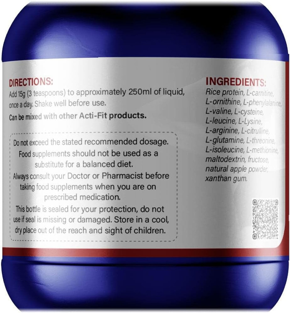 Acti-Fit Amino-Mix | 30-Day Supply | Includes All 8 Essential Amino acids & BCAAs | Suitable for Vegans