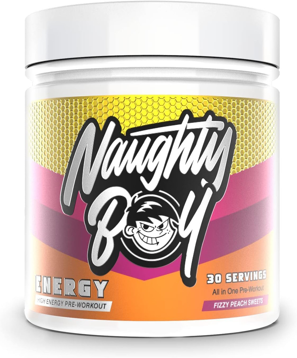 Naughty Boy High Energy Pre Workout Powder with Beta Alanine, Citrulline & Caffeine Supplements for Men & Women Clinically Dosed Energy Drink- 390g/30 Servings (Fizzy Peach Sweets) Naughty Boy High Energy Pre Workout Powder with Beta Alanine, Citrulline & Caffeine Supplements for Men & Women Clinically Dosed Energy Drink- 390g/30 Servings (Fizzy Peach Sweets)