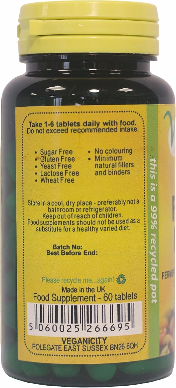Veganicity Fermented BCAAs 4:1:1 1000mg : Amino Acid Supplement : 60 Tablets, in a Planet-Friendly 99% Recycled Pot